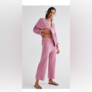 Free people beach hailey sweater set, size XS, color: smoked pink- lightly worn